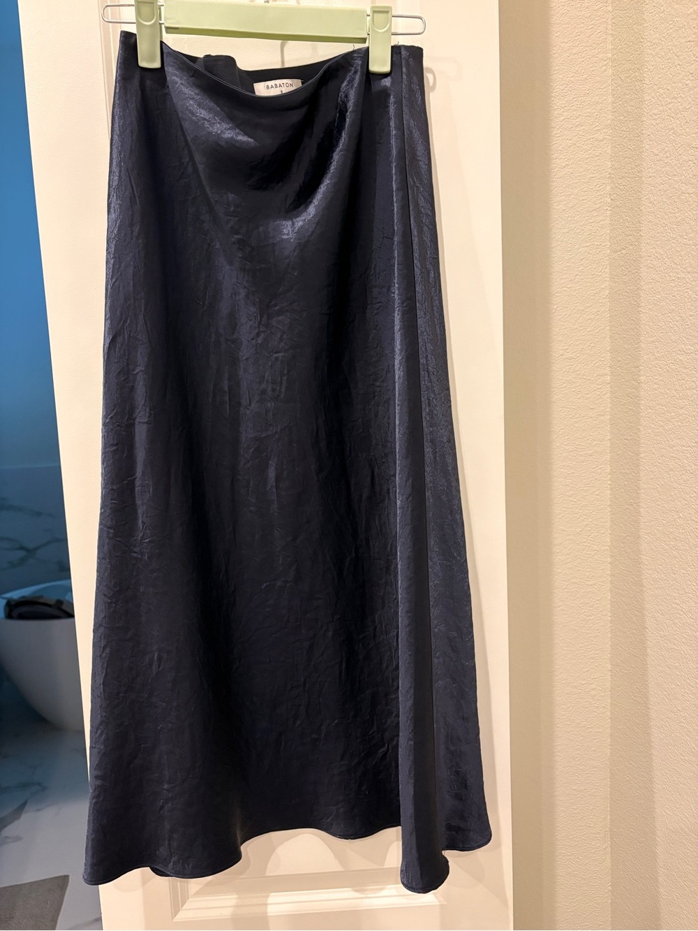 Aritzia Navy Midi Slip Skirt size 8
